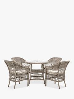 Gallery Direct Menton 4-Seater Round Garden Dining Table & Chairs Set, Natural