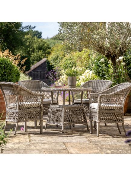 Gallery Direct Menton 4-Seater Round Garden Dining Table & Chairs Set, Natural - view 2, Natural