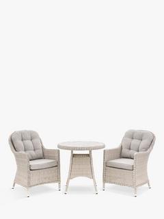 Gallery Direct Holton 2-Seater Garden Bistro Dining Table & Chairs Set, Natural/Stone