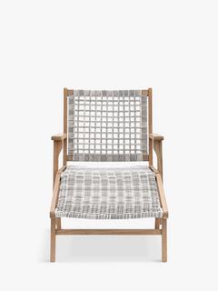 Gallery Direct Lindos Wicker Garden Lounge Chair with Footstool, Natural/Grey