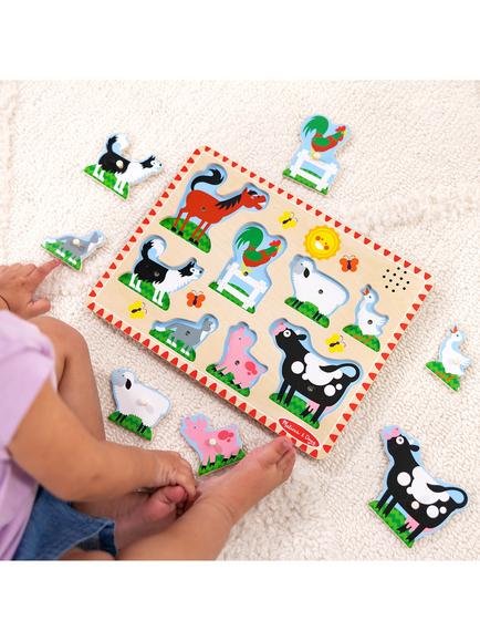 Melissa & Doug Wooden Farm Animal Sounds Puzzle - view 2, Multi