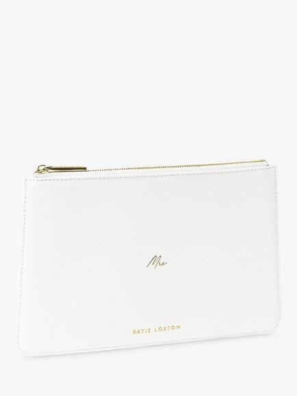 Katie Loxton Bridal Perfect Mrs. Pouch, White, Pearl