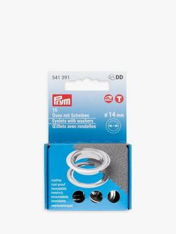 Prym Vario Eyelets with Washers,14mm, Silver, Pack of 15, Silver