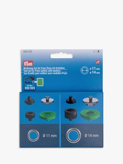 Vario Punching Tool and Eyelets, 11 & 14mm, Pack of 8, Black, Silver, Green