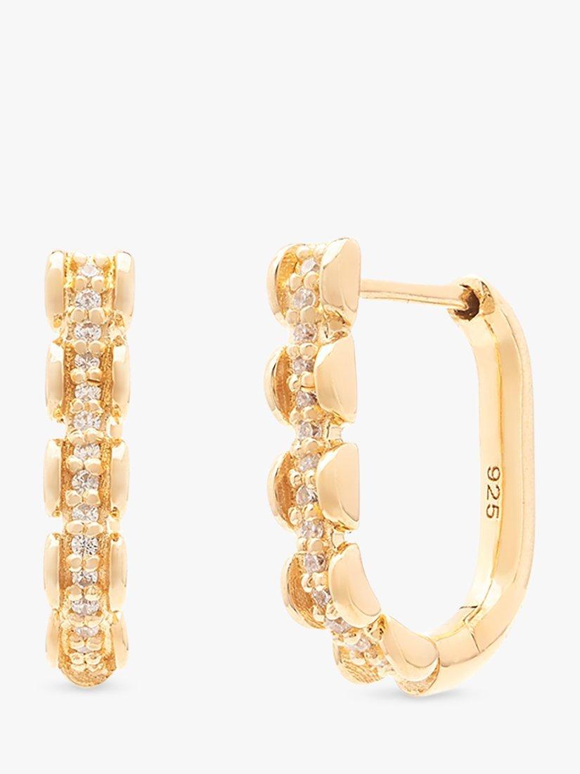 Leah Alexandra Aman Cubic Zirconia U Hoop Earrings, Gold