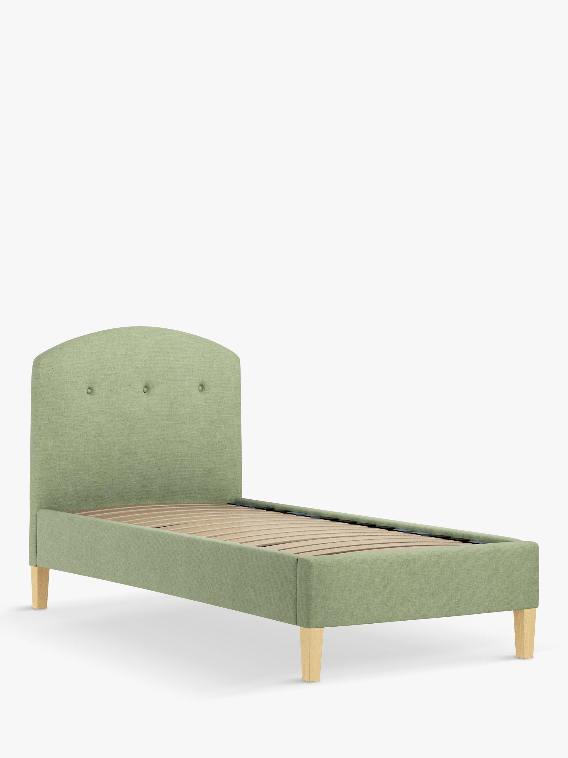 John Lewis Grace Child Compliant Upholstered Bed Frame, Single, Relaxed Linen Sage Green