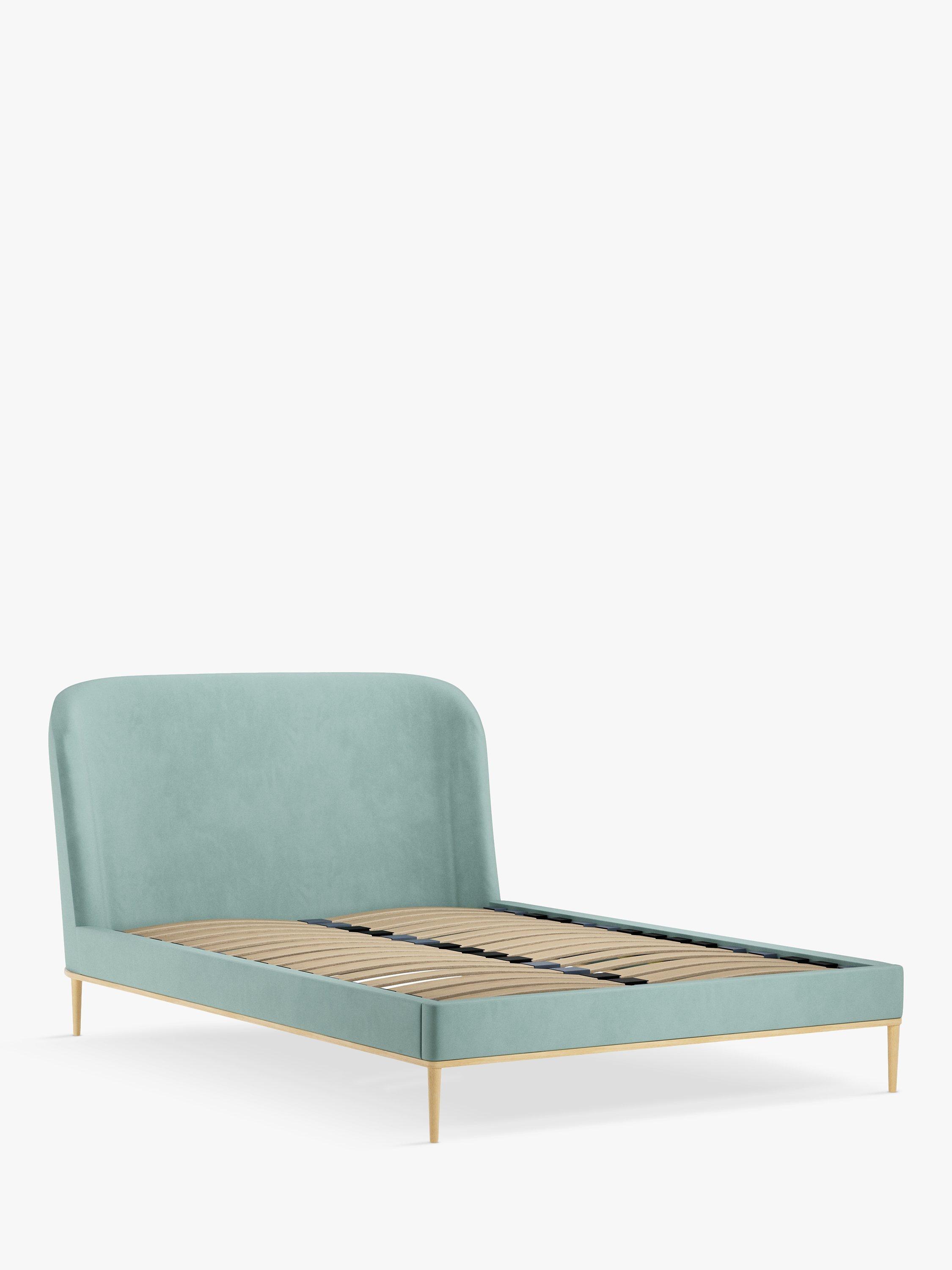 John Lewis Show-Wood Upholstered Bed Frame, Super King Size, Deep Velvet Eau De Nil