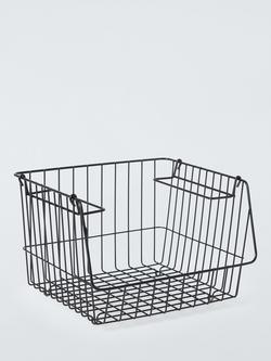 John Lewis Stackable Wire Storage Basket, Medium, Black