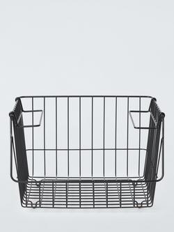 John Lewis Stackable Wire Storage Basket, Medium - view 2, Black