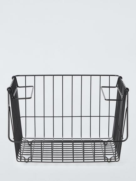 John Lewis Stackable Wire Storage Basket, Medium - view 2, Black