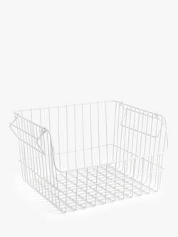 John Lewis Stackable Wire Storage Basket, Medium, White