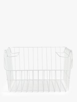 John Lewis Stackable Wire Storage Basket, Medium - view 2, White
