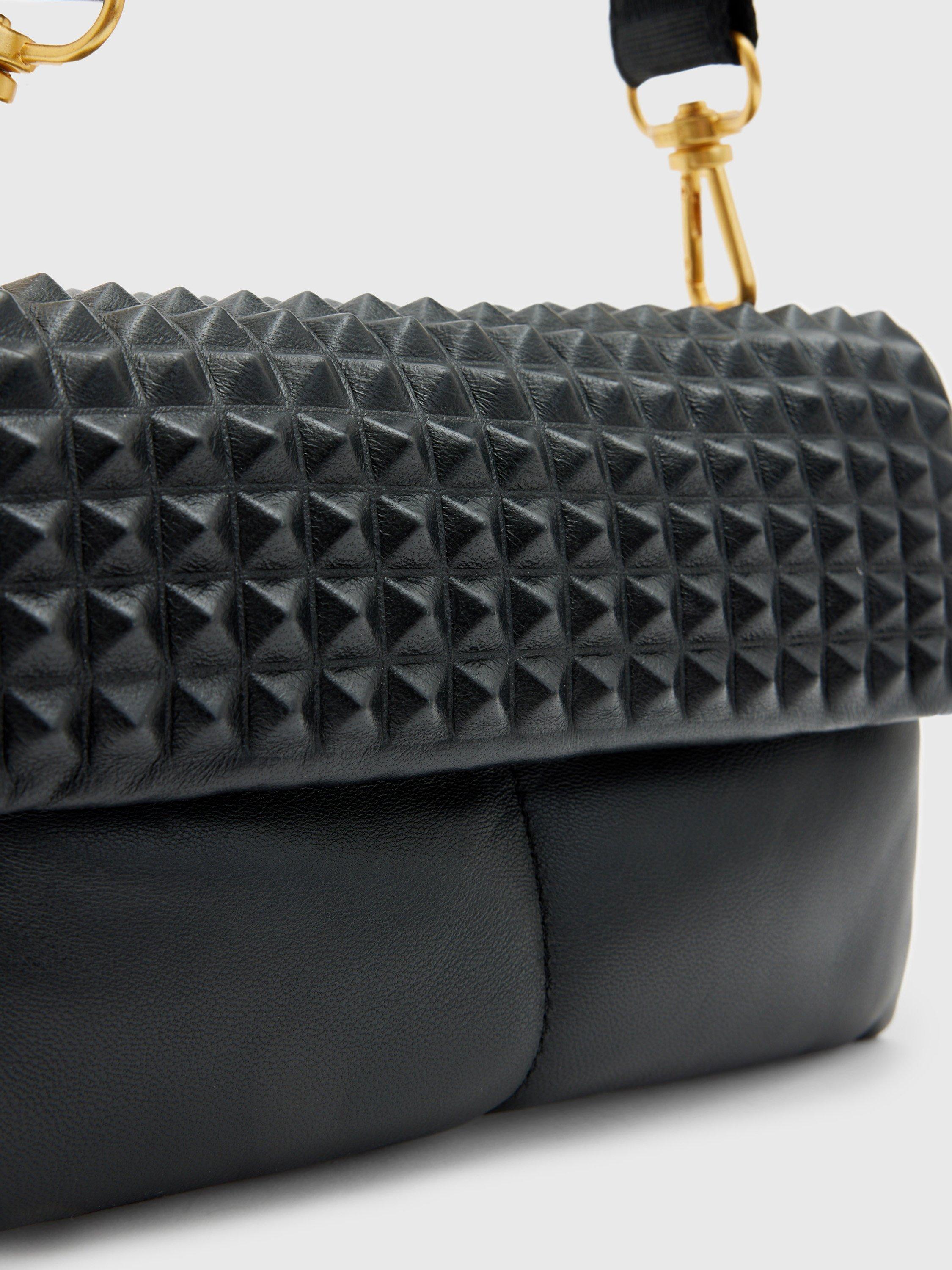 AllSaints Ezra Studded Leather Crossbody Bag, Black