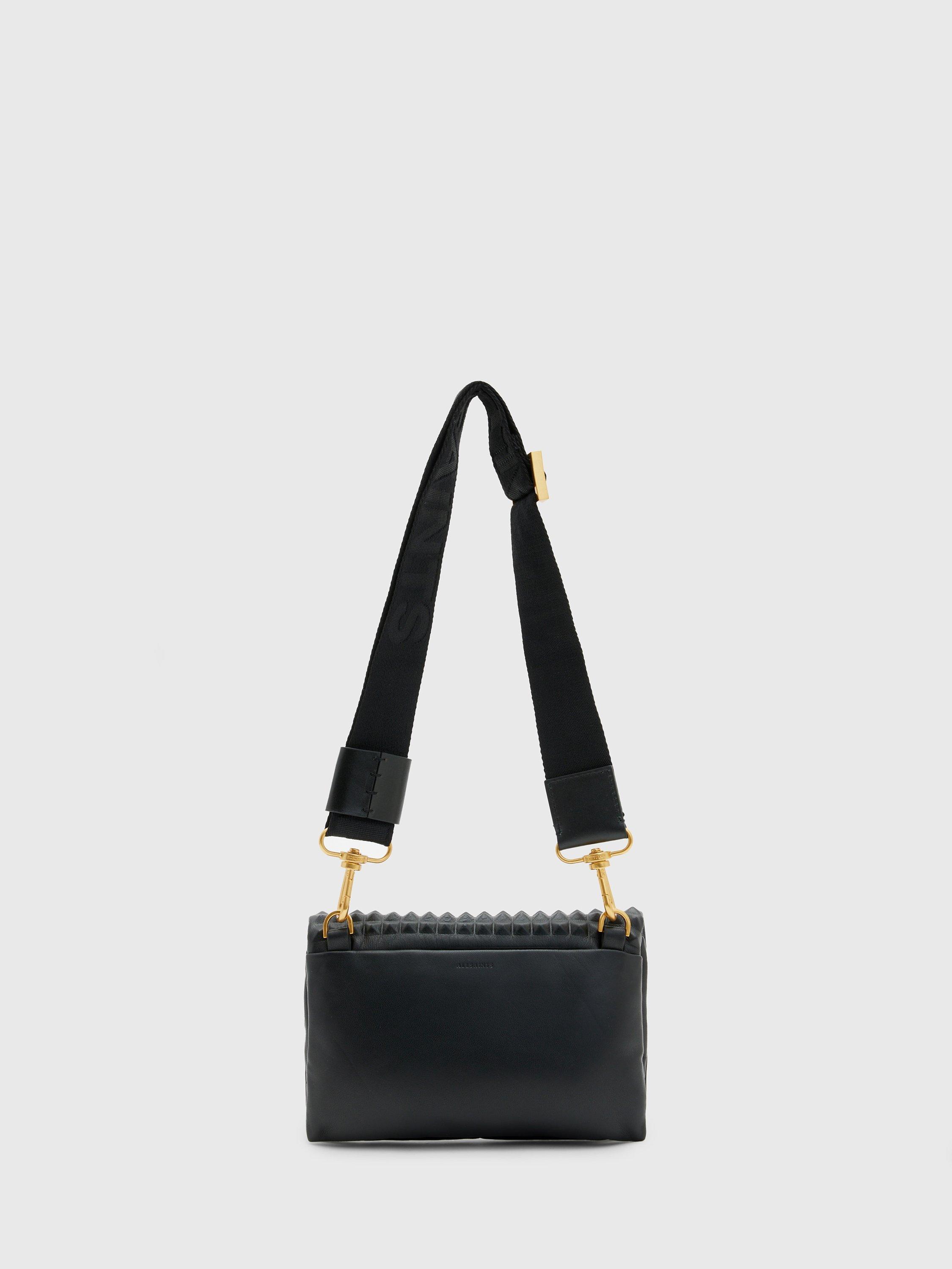 AllSaints Ezra Studded Leather Crossbody Bag, Black