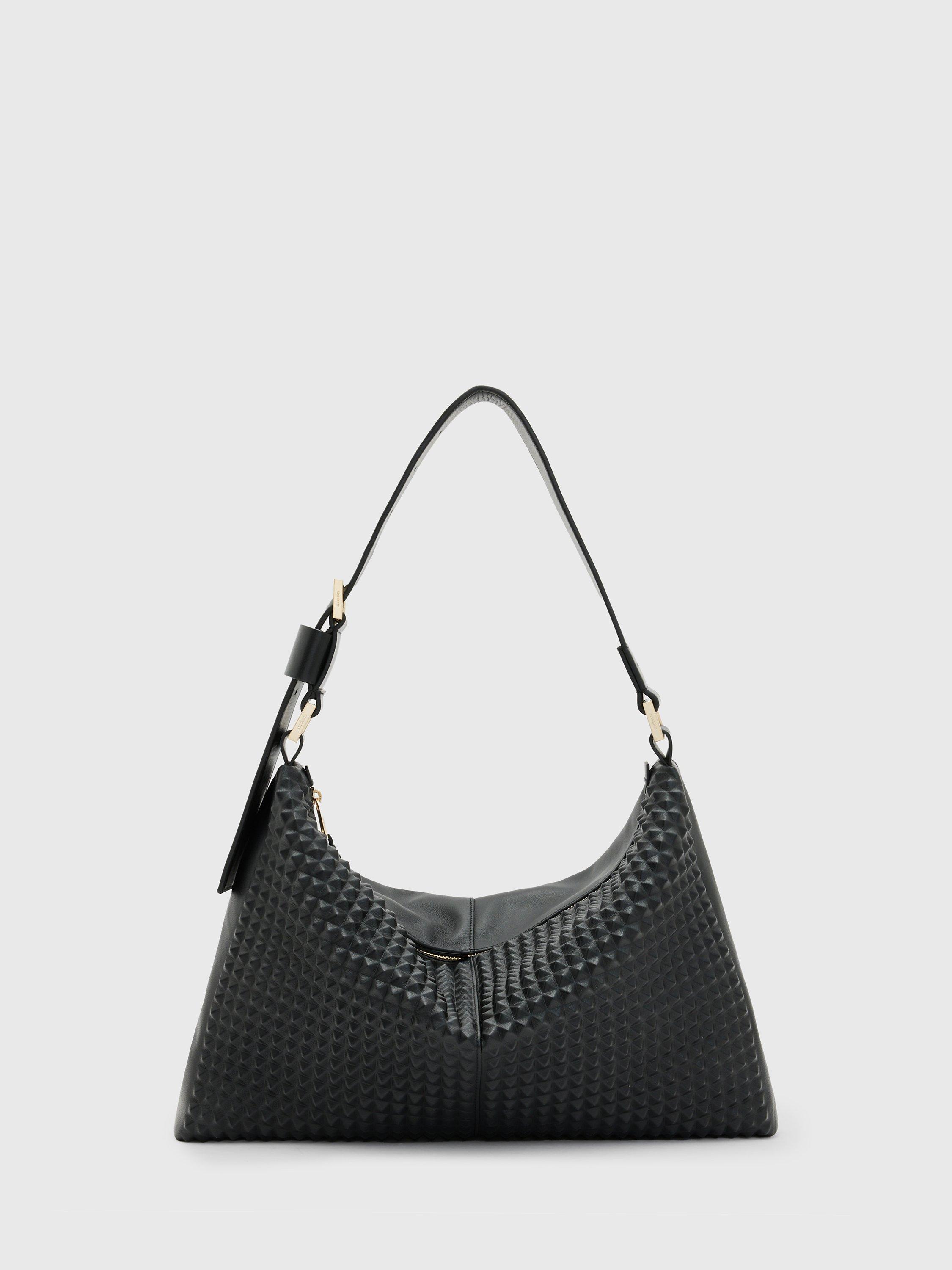 AllSaints Edbury Studded Leather Shoulder Bag, Black