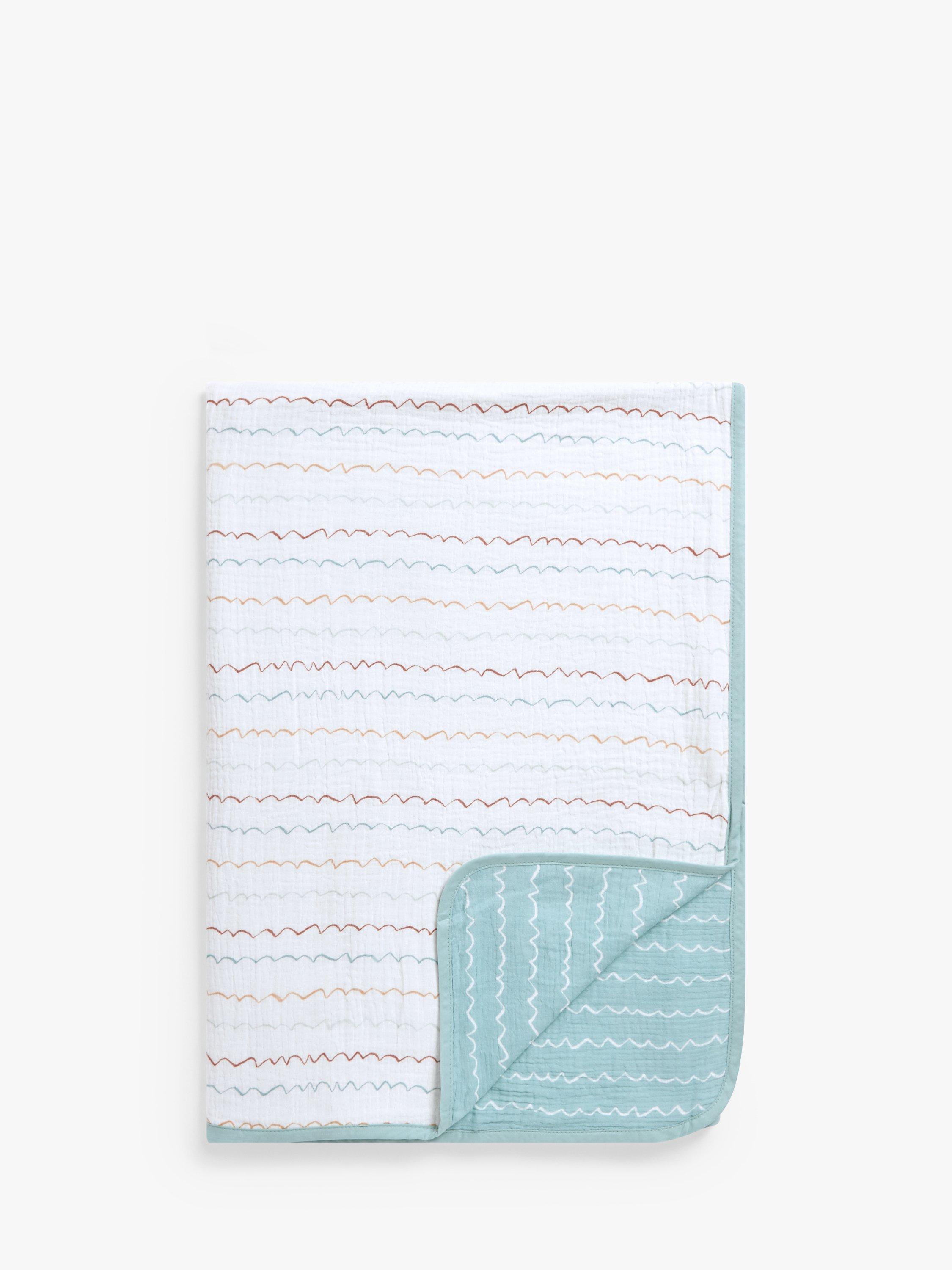 John Lewis Make Waves Crinkle Muslin Baby Blanket 120 x 120cm