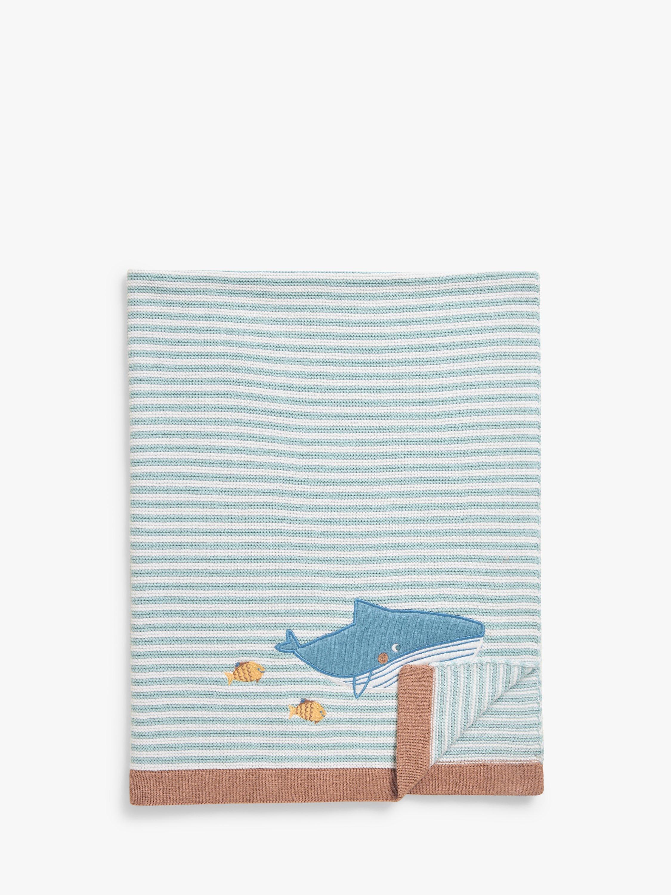 John Lewis Sail Away Stripe Cotton Baby Blanket 100 x 80cm