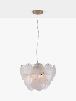 houseof Glass Disk Pendant Ceiling Light, White/Brass, White/Brass