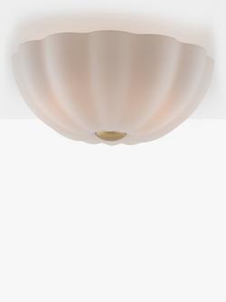 houseof Flower Frosted Glass Flush Ceiling Light, White/Brass, White/Brass