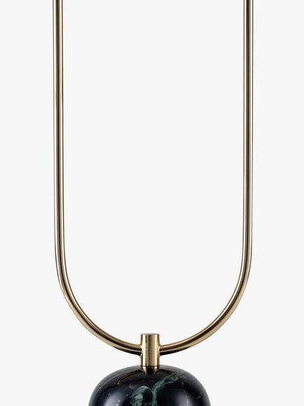 houseof Curve 2 Arm Marble Base Floor Lamp, Green/Gold - view 2, Green/Gold