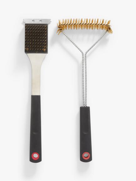 John Lewis BBQ Cleaning Set, 2 Piece, Silver/Black