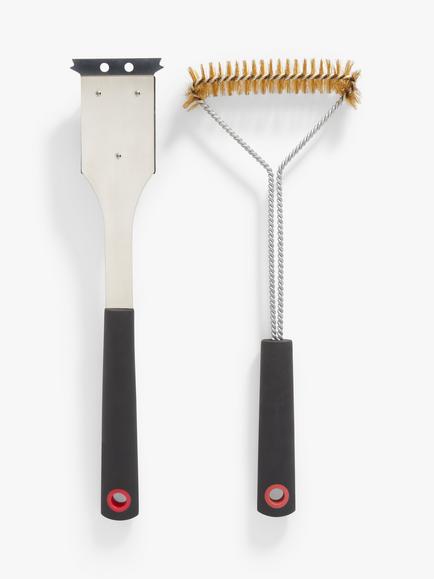 John Lewis BBQ Cleaning Set, 2 Piece - view 2, Silver/Black