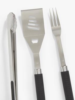 John Lewis Soft Touch BBQ Tool Set, 3 Piece, Silver/Black - view 2, White