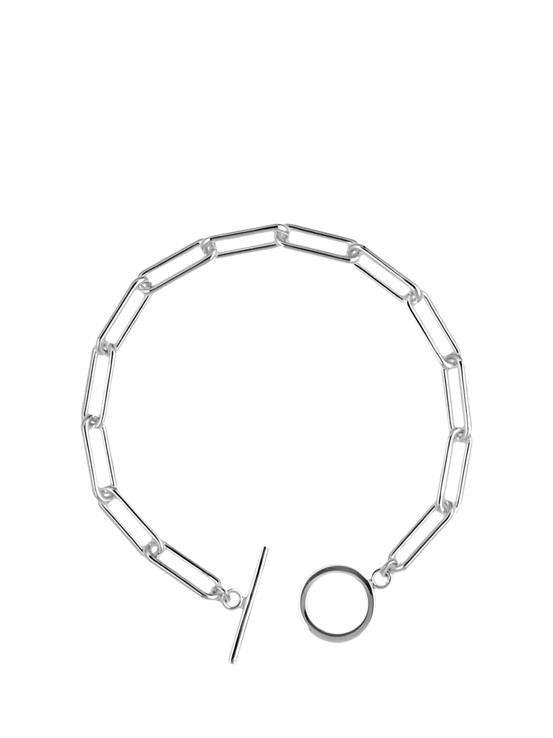 Product image 1 of 4, which shows Nina B T-Bar Paperclip Bracelet, Silver