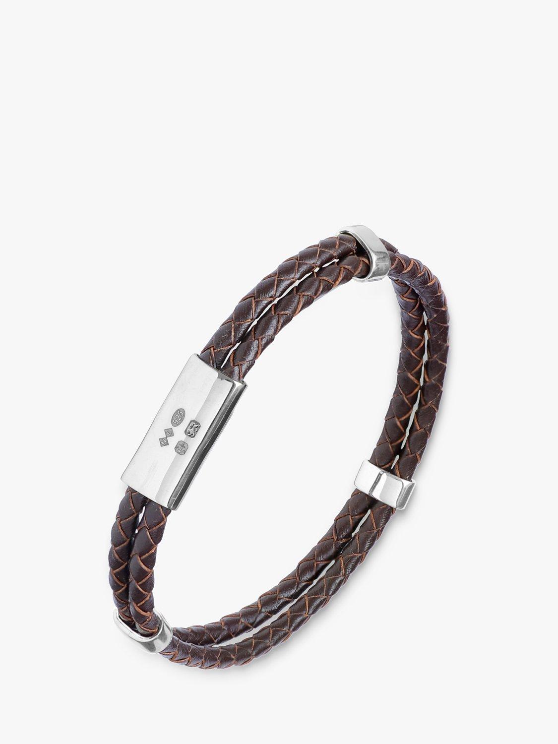 Product image 1 of 4, which shows Nina B Leather Multi-row Bracelet, Silver/Brown