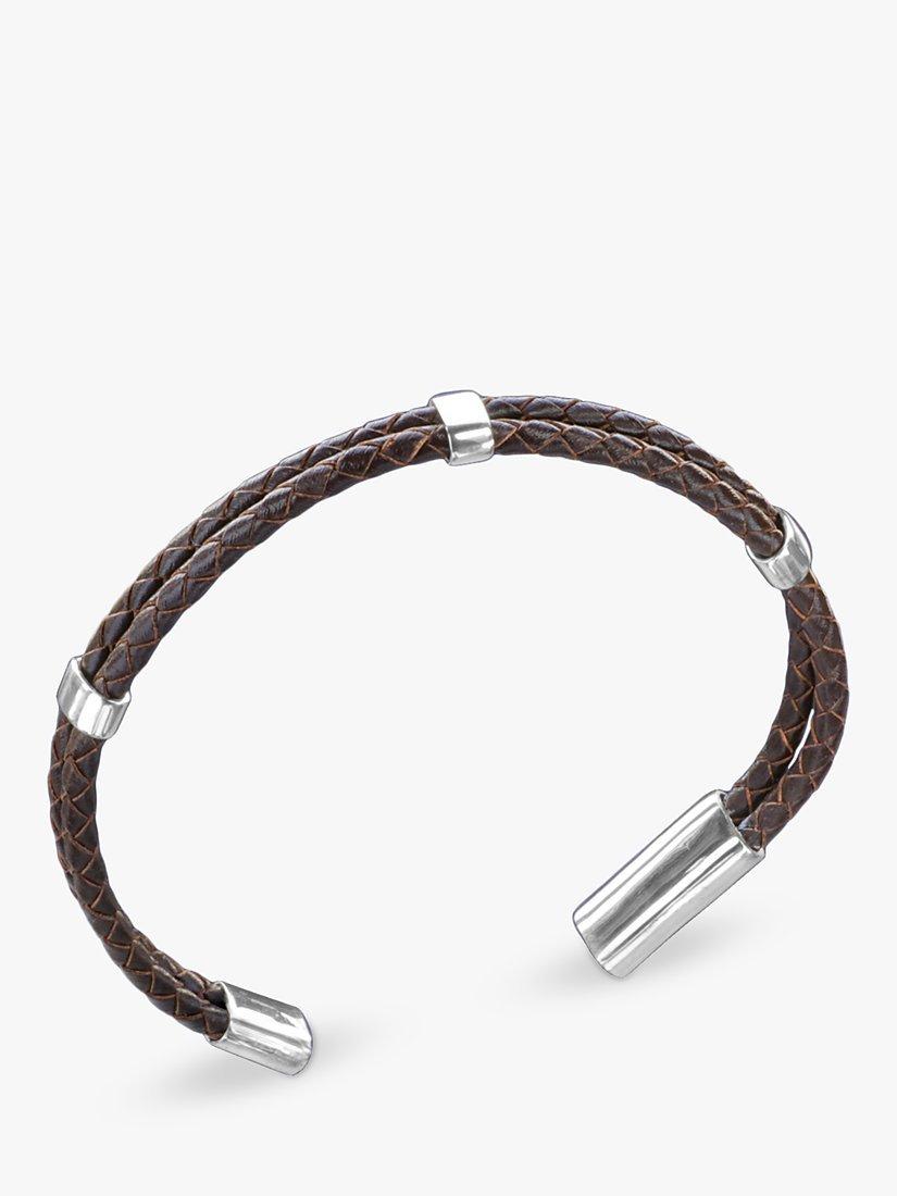 Product image 2 of 4, which shows Nina B Leather Multi-row Bracelet, Silver/Brown