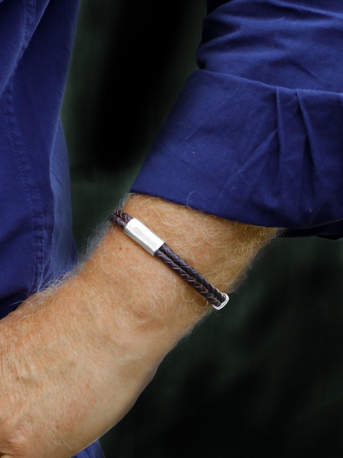 Product image 4 of 4, which shows Nina B Leather Multi-row Bracelet, Silver/Brown