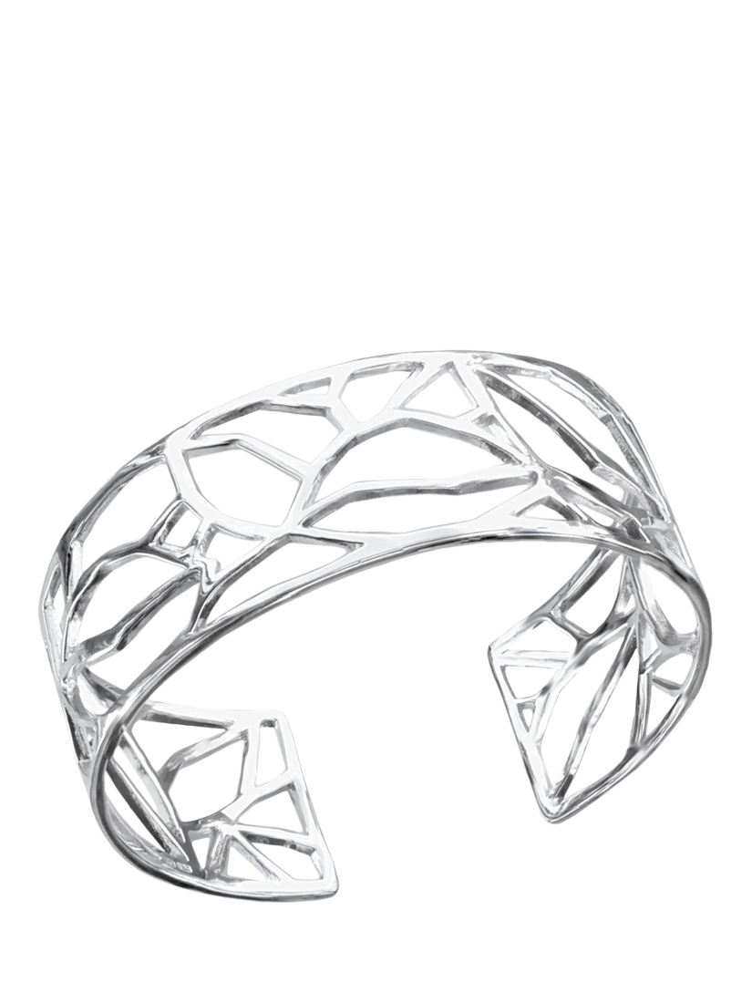 Product image 1 of 6, which shows Nina B Cut Out Design Open Cuff Bangle, Silver
