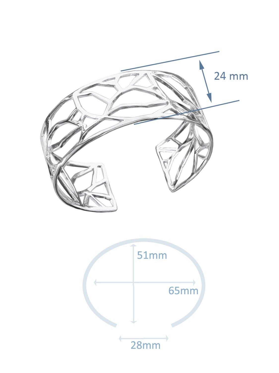 Product image 4 of 6, which shows Nina B Cut Out Design Open Cuff Bangle, Silver