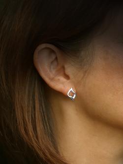 Nina B Open Stud Earrings, Silver - view 2, Silver