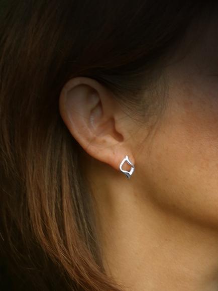 Nina B Open Stud Earrings, Silver - view 2, Silver