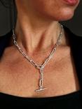 Nina B Paperclip Link T-Bar Necklace, Silver