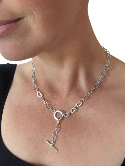 Nina B Link T-bar Necklace, Silver - view 2, Silver