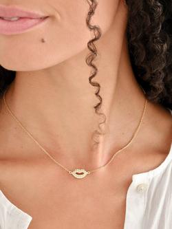 Melissa Odabash Crystal Lips Necklace, Gold - view 2, Gold