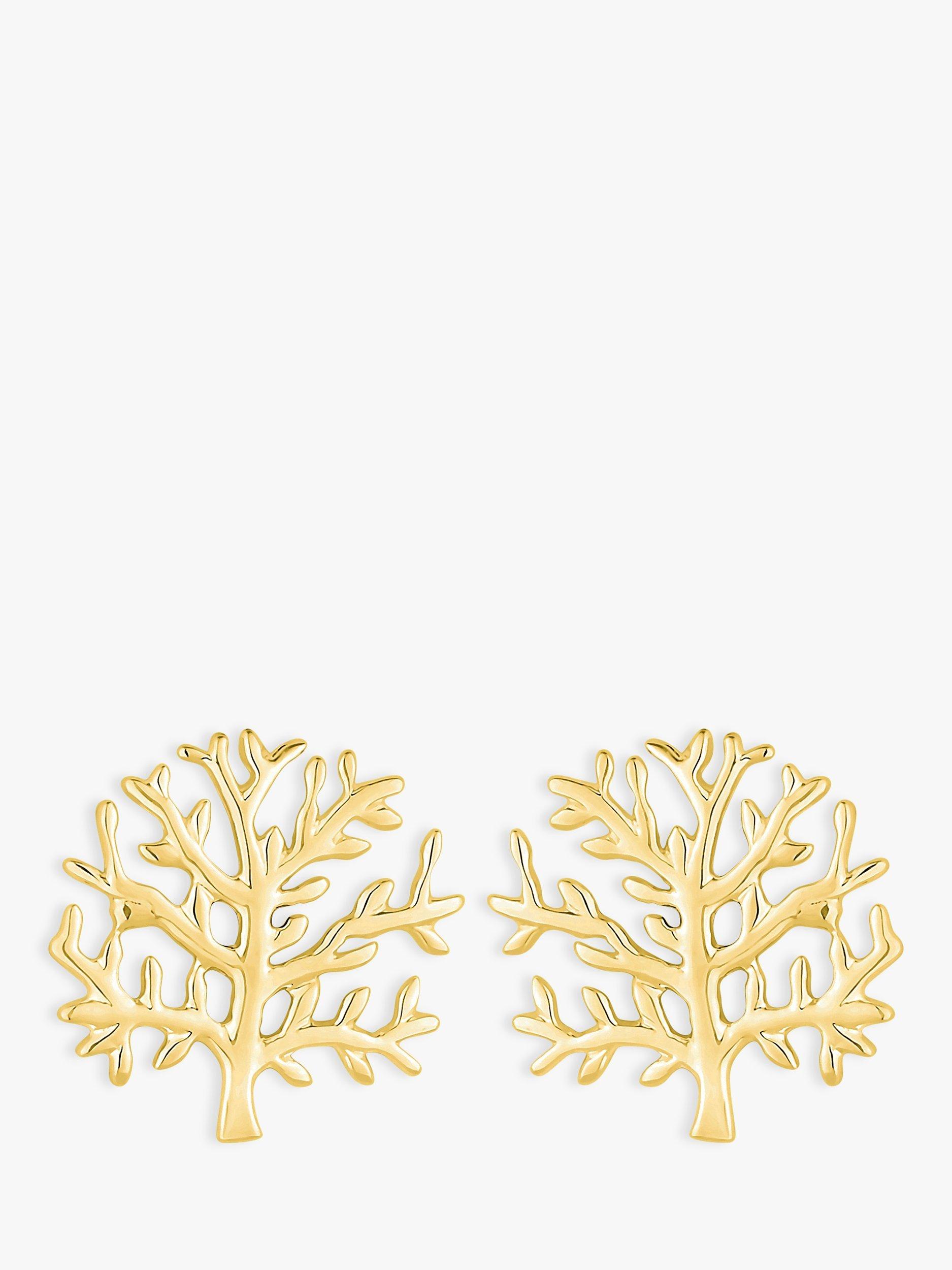 Product image 1 of 1, which shows Simply Silver Gold Plated Tree of Love Stud Earrings, Gold
