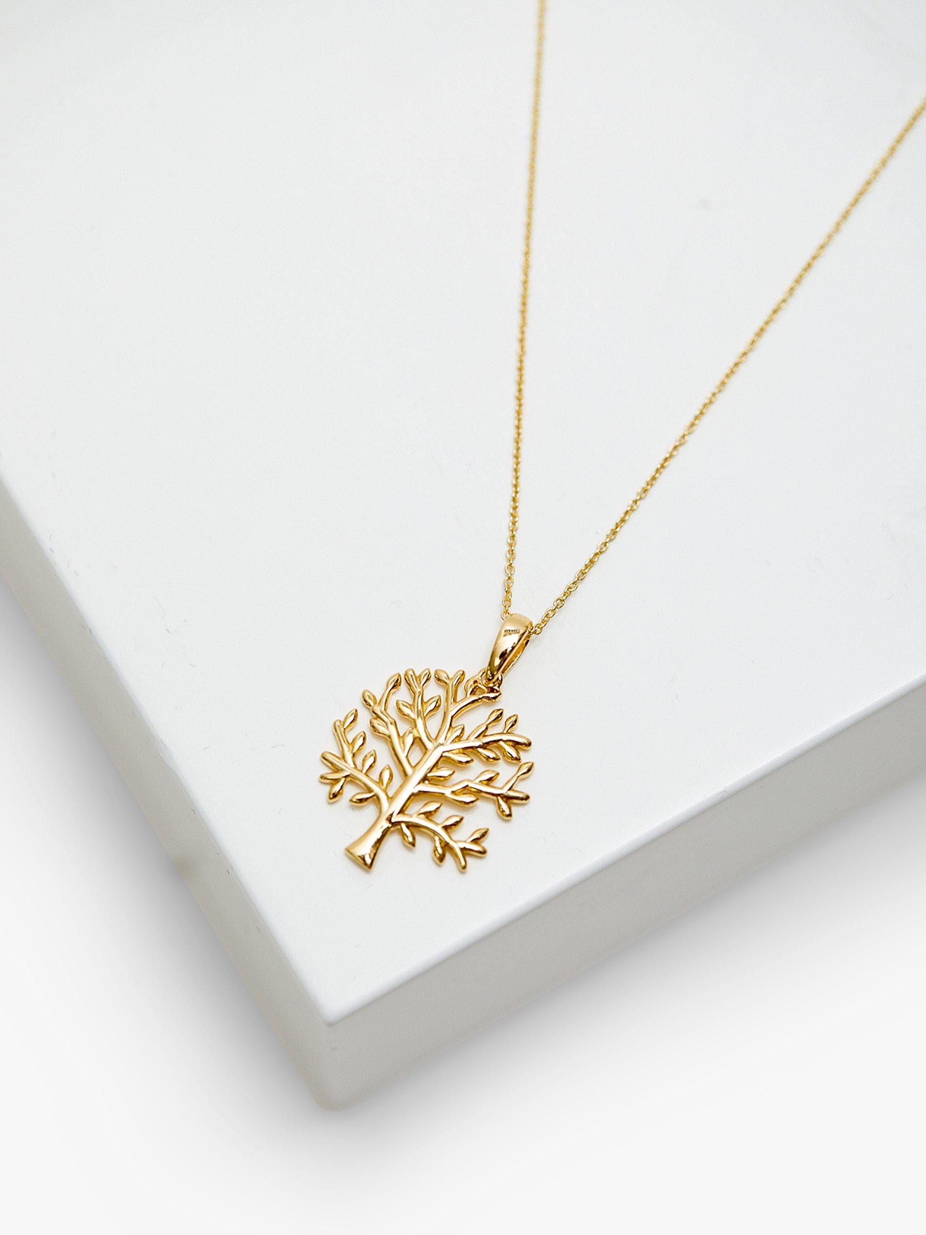 Product image 2 of 3, which shows Simply Silver Gold Plated Tree of Love Pendant Necklace, Gold