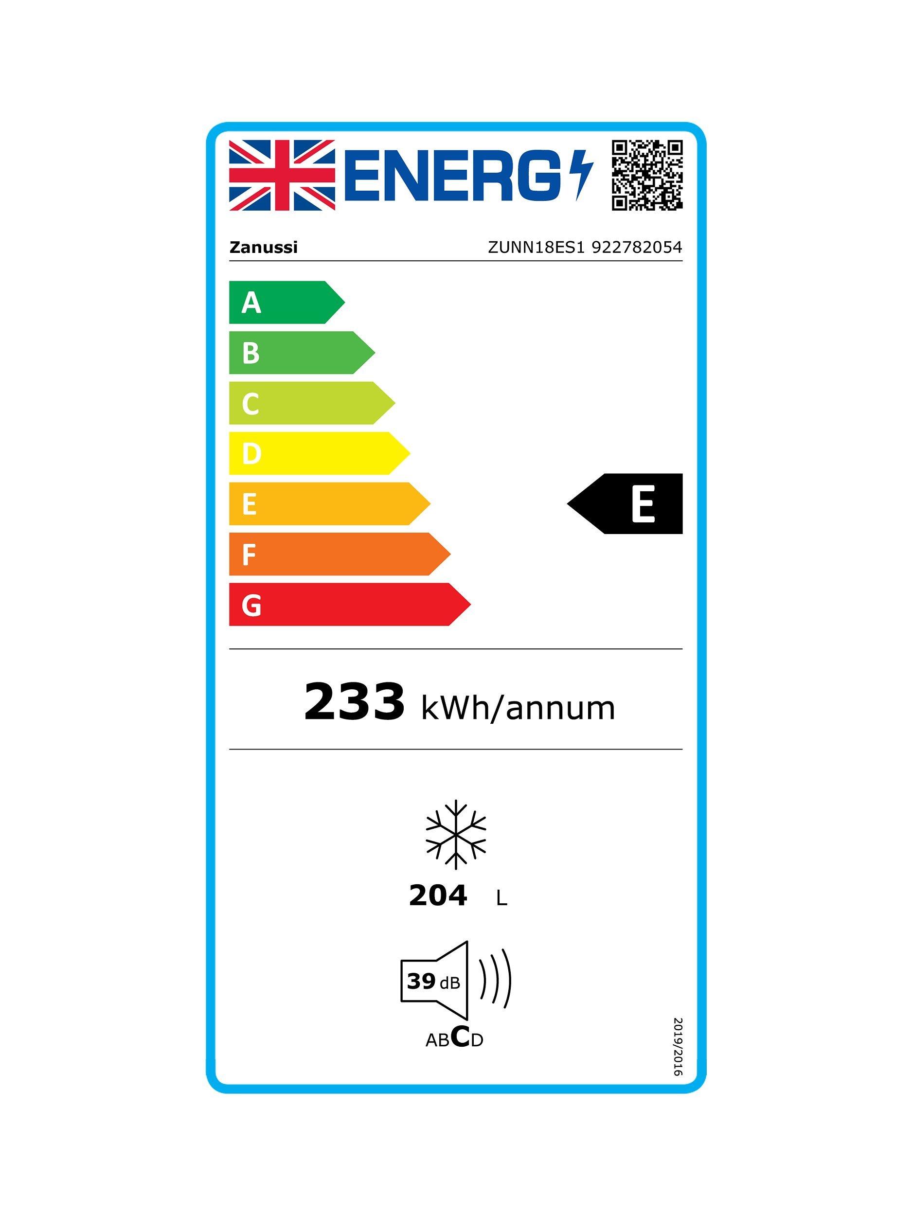 This item is rated E for energy efficiency on a scale from A (most efficient) to G (least efficient).