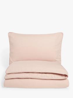 John Lewis Kids' Pom Muslin Pure Cotton Duvet Cover and Pillowcase Set, Plaster