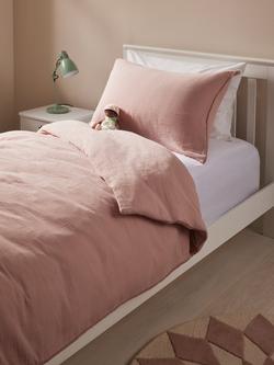 John Lewis Kids' Pom Muslin Pure Cotton Duvet Cover and Pillowcase Set - view 2, Plaster