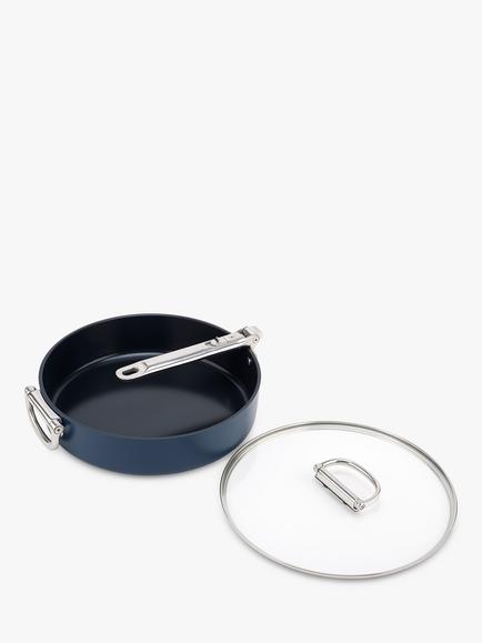 Joseph Joseph Space Folding Handle Aluminium Non-Stick Saute Pan & Lid, 28cm, Navy - view 2, Navy