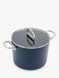 Joseph Joseph Space Folding Handle Aluminium Non-Stick Stockpot & Lid, 25cm, Navy, Navy