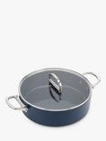 Joseph Joseph Space Folding Handle Non-Stick Shallow Casserole & Lid, 28cm, Navy