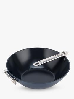 Joseph Joseph Space Folding Handle Aluminium Non-Stick Wok, 32cm, Navy - view 2, Navy