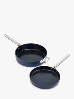 Joseph Joseph Space Folding Handle Aluminium Non-Stick Frying Pans, Set of 2, Navy - view 2, Navy