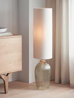 John Lewis Fulbrook Ribbed Glass Floor Lamp, Olive - view 2, Olive