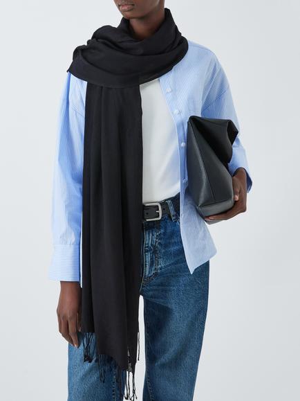 John Lewis Wool Blend Fringe Scarf, Black